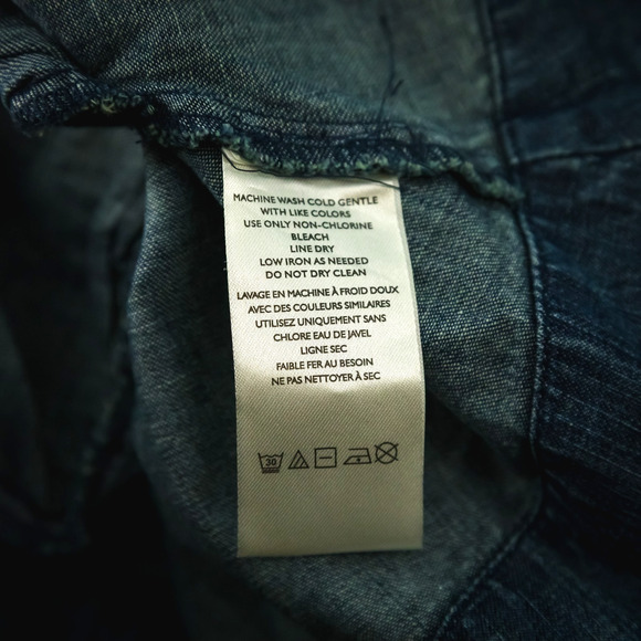 Free People Size Medium M Find Me Now Smocked Denim Jean Long Sleeve Mini Dress - Picture 5 of 7